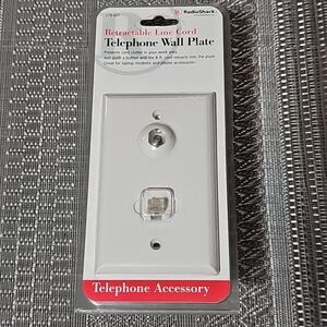 Radio‎ Shack 279-607 Telephone Wall Plate Retractable 8ft Line Cord NEW Sealed
